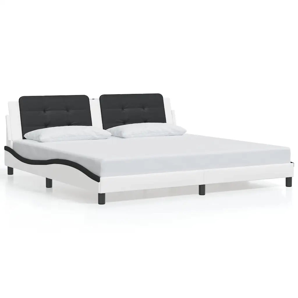 Giroletto con Testiera Bianco e Nero 200x200 cm in Similpelle