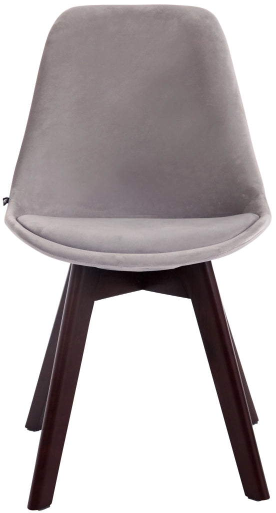 Set da 4 sedie Borneo in velluto grigio,noce