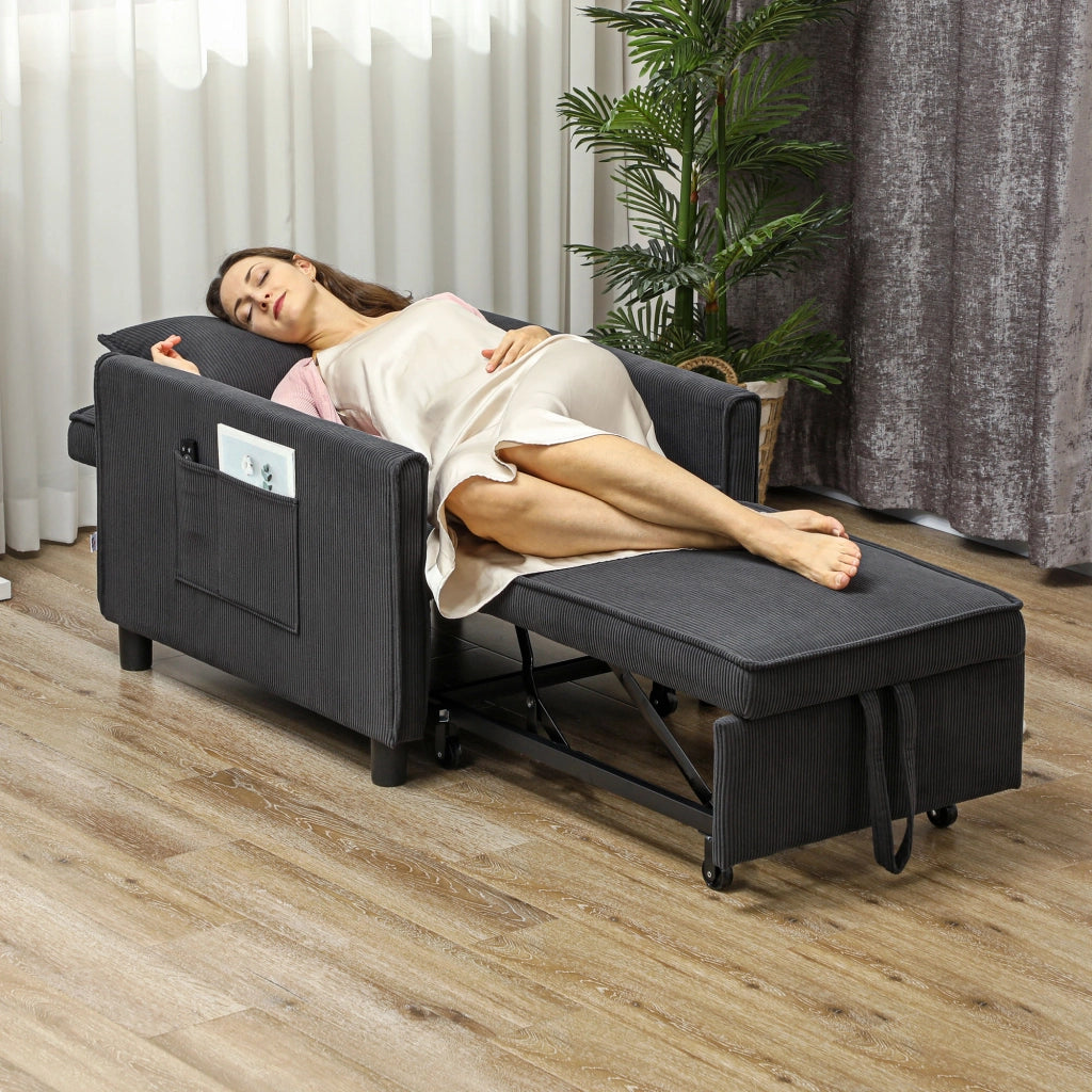 Poltrona Relax Reclinabile ¨C Xylo ¨C Tessuto Effetto Velluto Grigio Scuro 74x84x81 cm