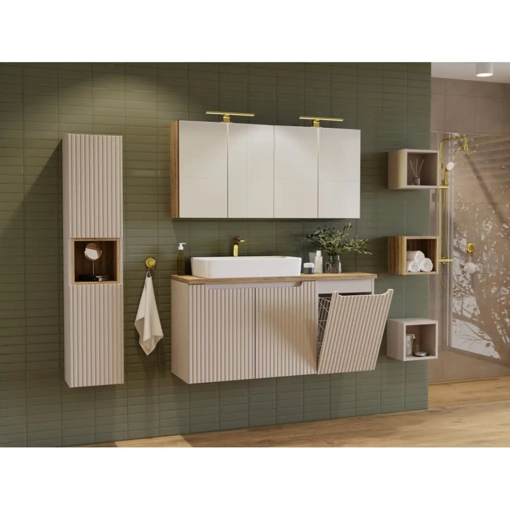 Mobile contenitore VANO con cesto per la biancheria - Marrone congo - L40 × P39 × H57 cm - Bagno