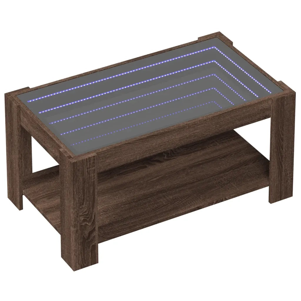 Tavolino salotto | Tavolino da caff¨¨ | Tavolino da Soggiorno con LED Rovere Marrone 93x53x45 cm Multistrato