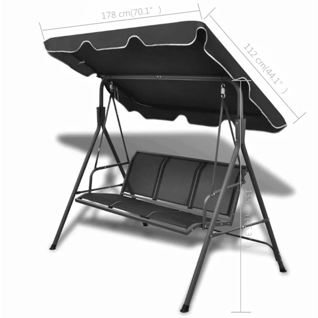 Panchina a Dondolo da Giardino con Baldacchino Nera cod mxl 73474
