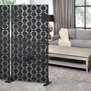 Pannello Divisorio Basciano Struttura Traforata in Acciaio 180 x 90 cm Nero casa.pro