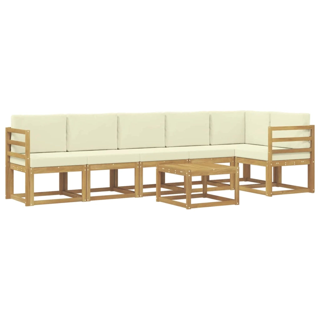 Set di divani da esterno 7 pcs Bianco e Crema Poliestere 3387719