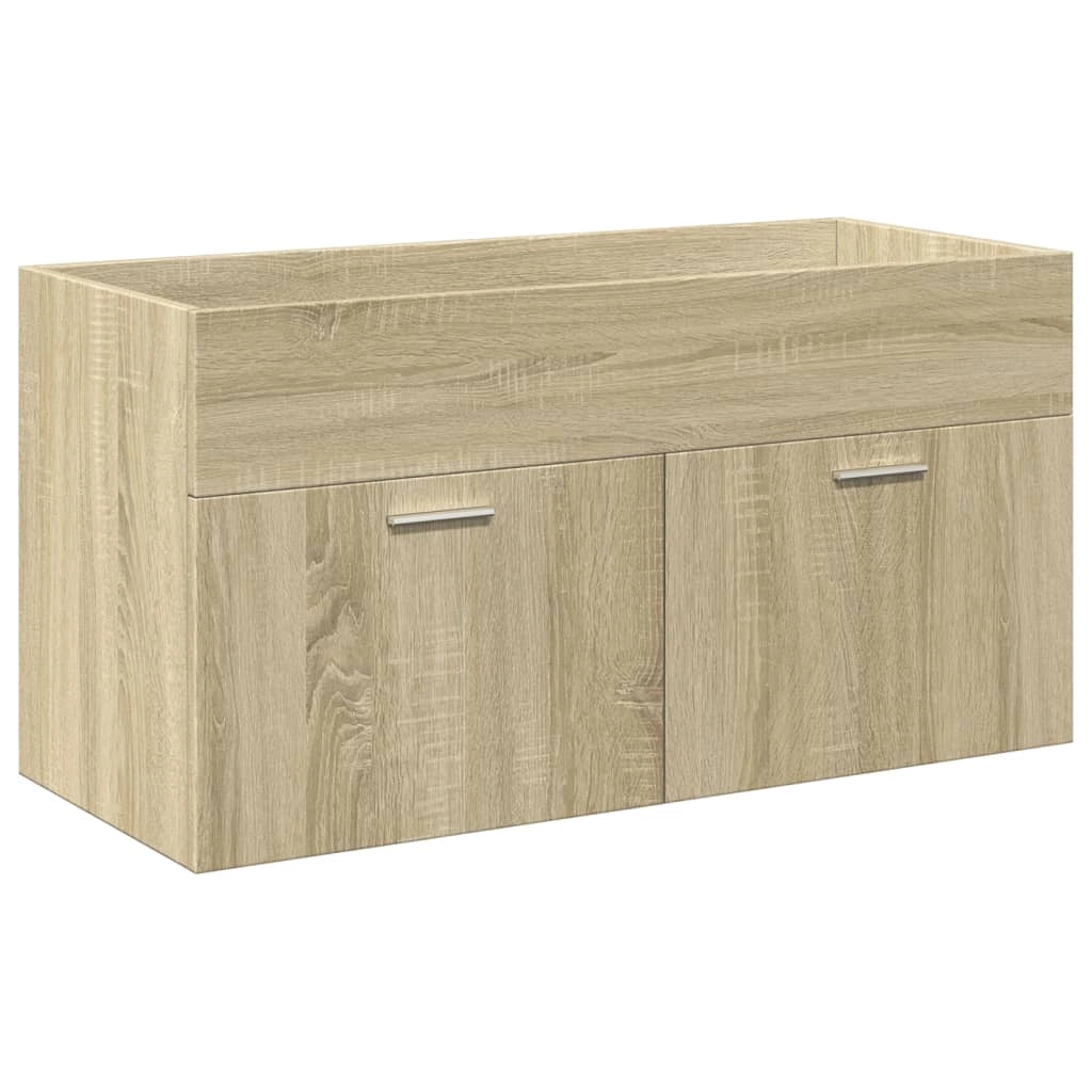 Mobiletto da bagno a parete con vano contenitore 90 x 38,5 x 46 cm legno composito rovere Sonoma 02_0055761