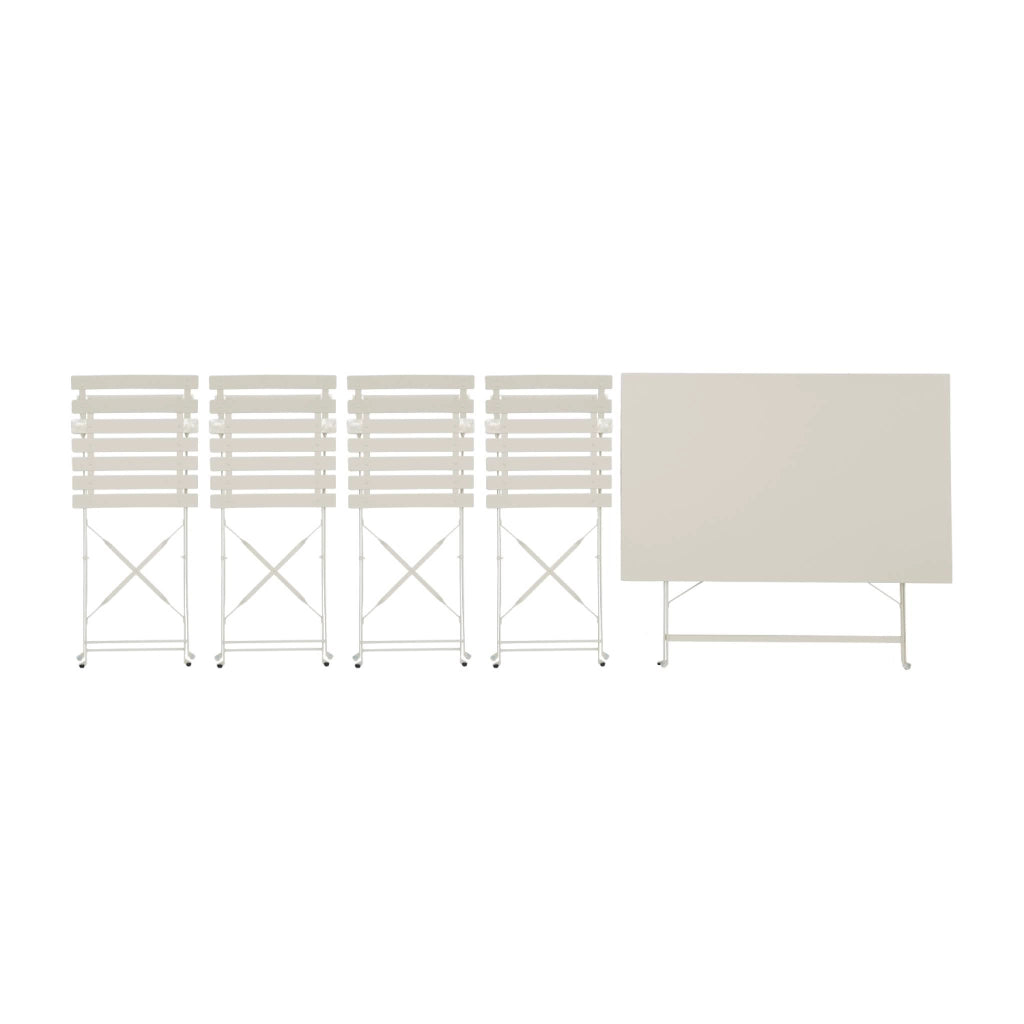 Set tavolo da giardino pieghevole in acciaio con 4 sedie, 110cm, beige