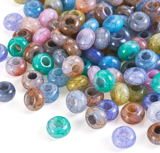Acquario Plus - Borchia in acrilico 14 mm con foro grande - 100 pezzi per creare bracciali e collane