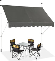 Tenda da Sole per Balcone, Tenda da Sole a Morsetto per Esterno, Regolabile in Altezza, Telaio Telescopico Senza Forare, Telo Resistente ai Raggi Solari (200 cm, Grigio)