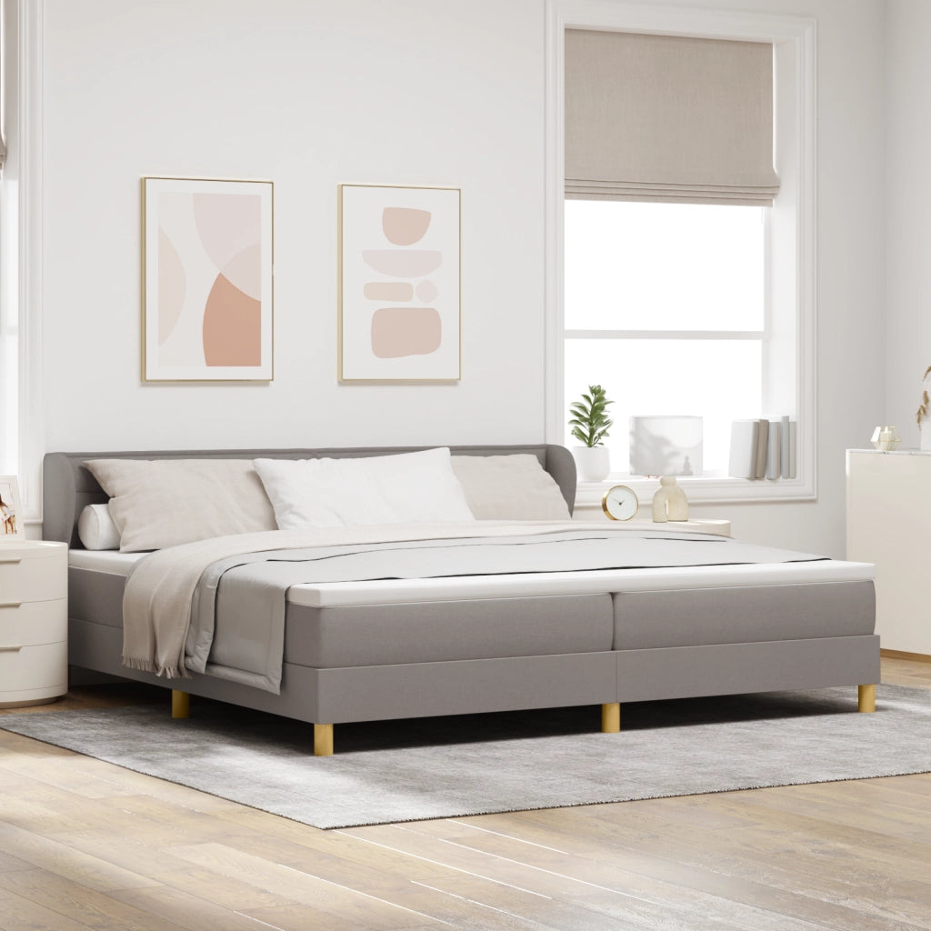 Letto con Rete e Materasso - Tortora 200x200 cm Tessuto