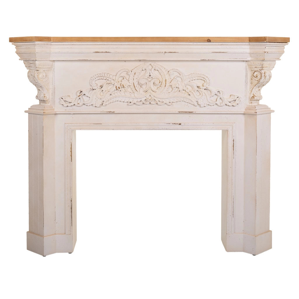 Cornice per camino in legno intagliato decorativa 142x32x110h cm