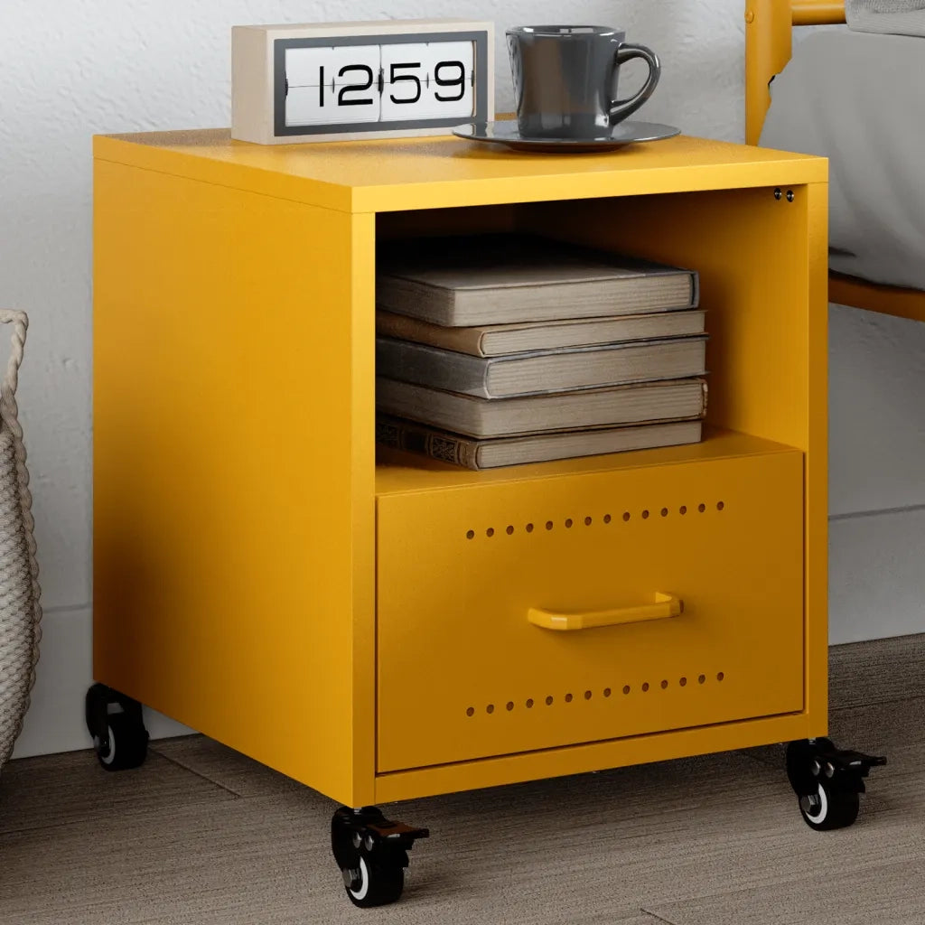vidaXL Comodino Giallo Senape 36x39x43,5 cm in Acciaio