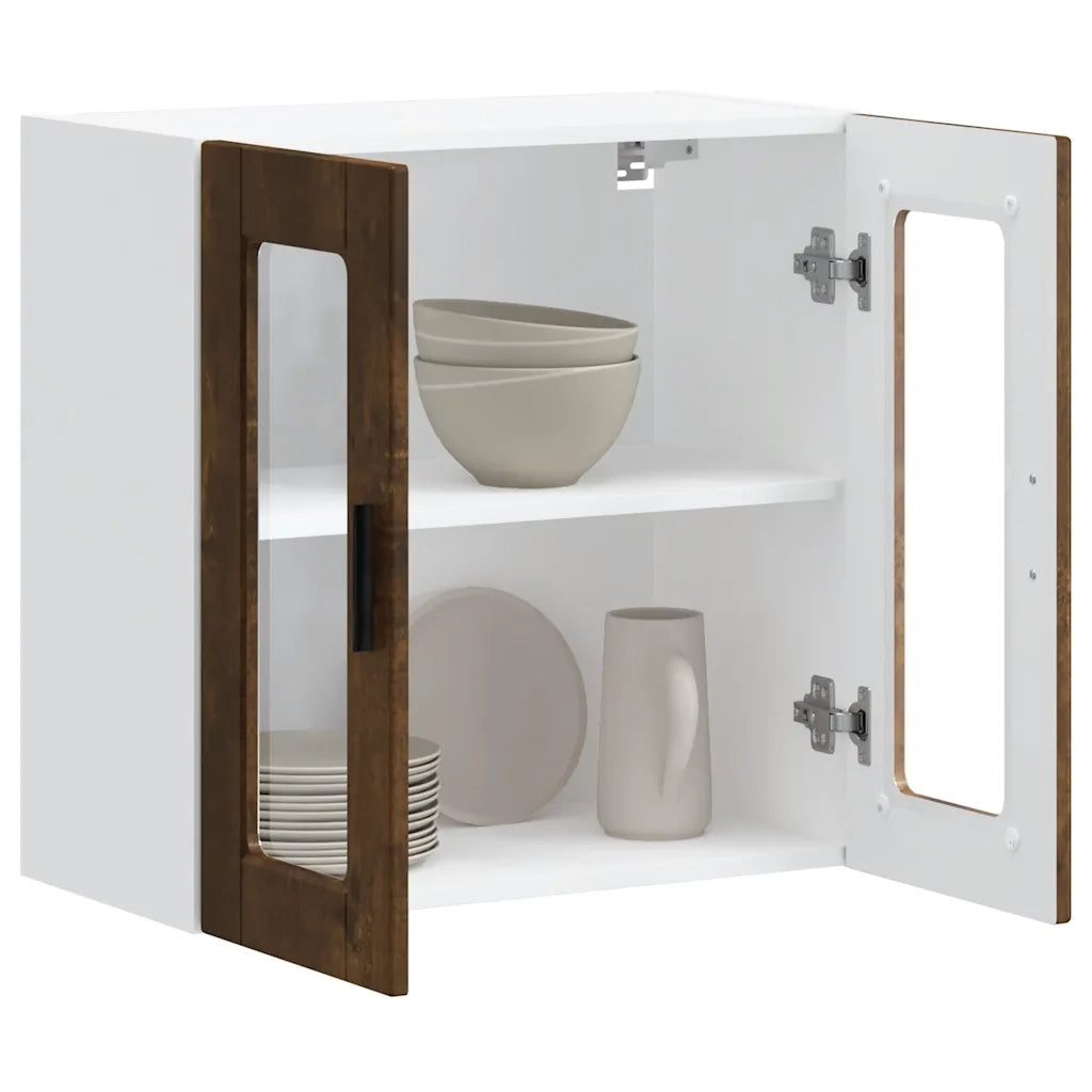 Pensile da Cucina | Mobile da Cucina con Porta in Vetro Porto Rovere Fumo