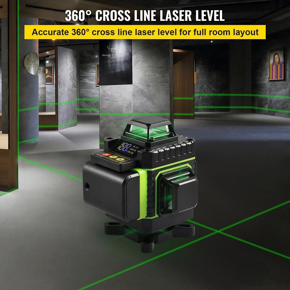 Trade Shop - Livella Laser A Verde 16 Linee Autolivellante 4x360° Con Base Di Treppiede -