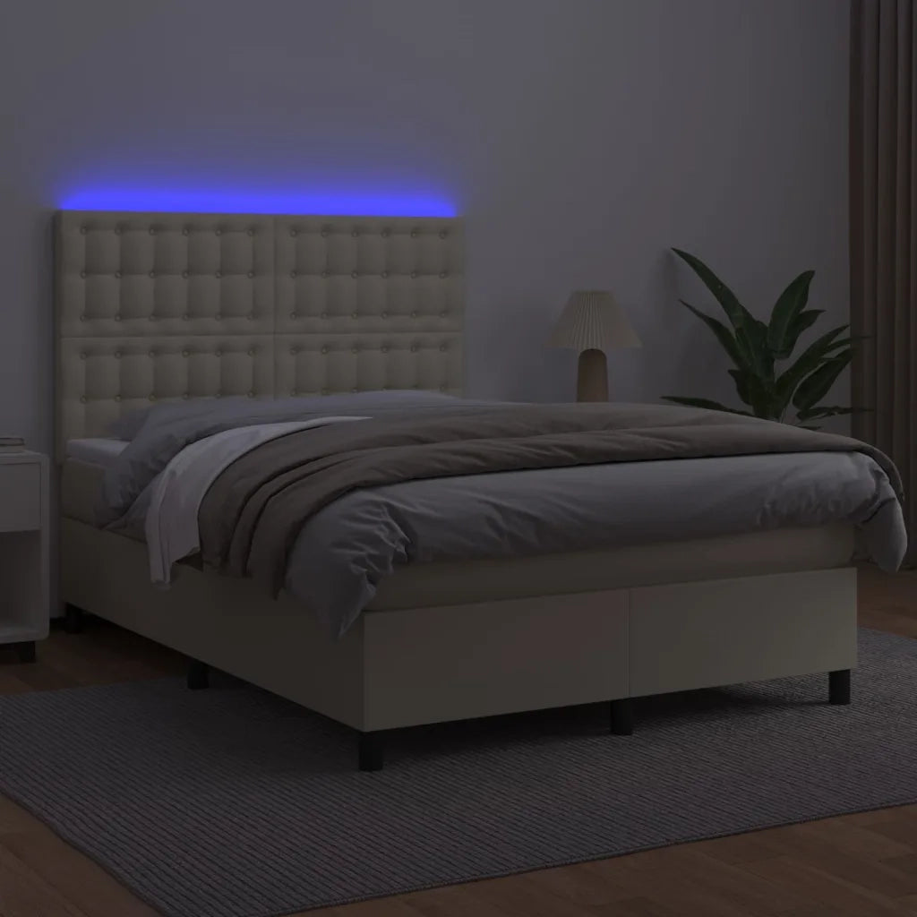 Giroletto a Molle con Materasso e LED Crema 140x190 cm cod mxl 56367