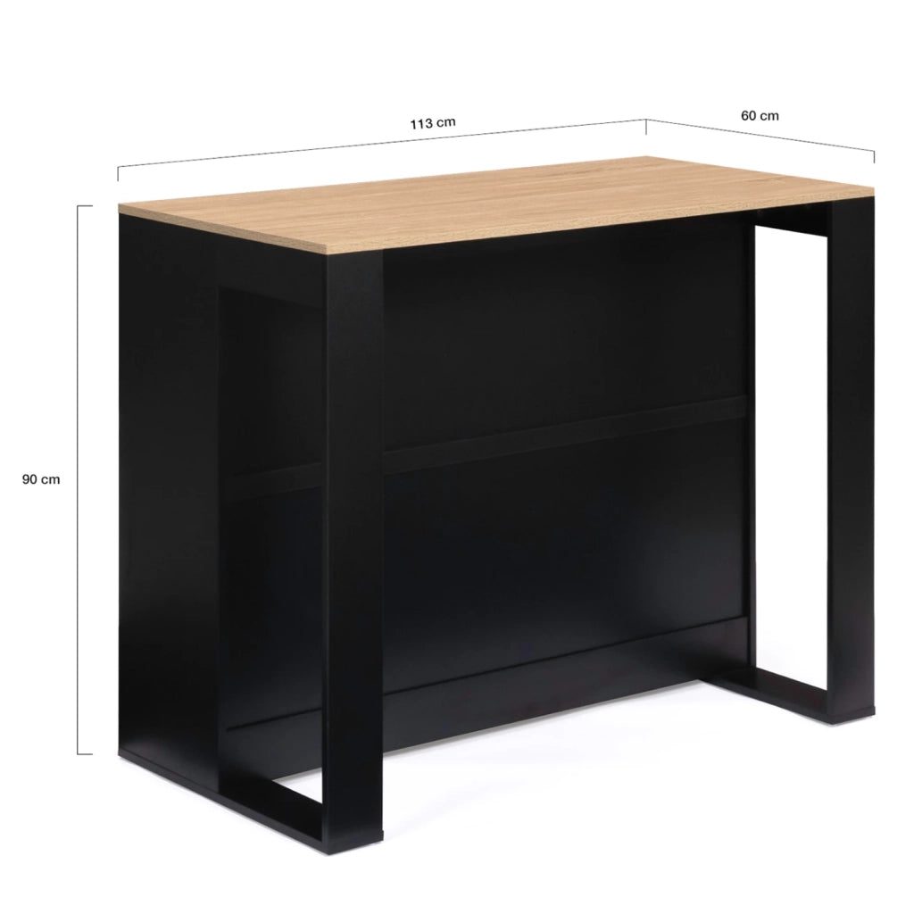 IDMarket - Tavolo bar a isola JUNO in legno nero con piano in faggio