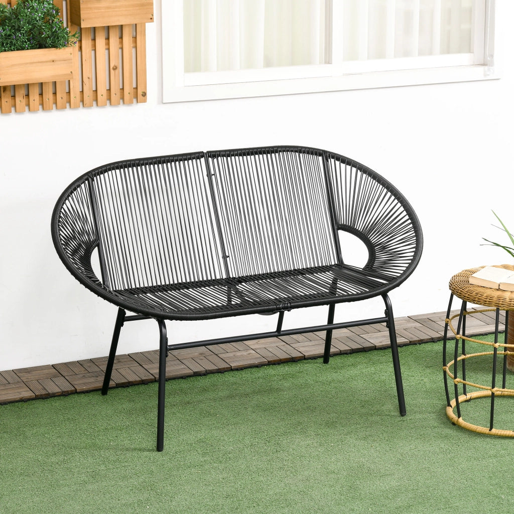 Poltrona Relax in Rattan Stile Boho ¨C Zephmum ¨C Nero 132x72x83 cm