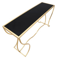 Console Sunshine 130x40x75 cm in Ferro e Specchio Oro e Nero