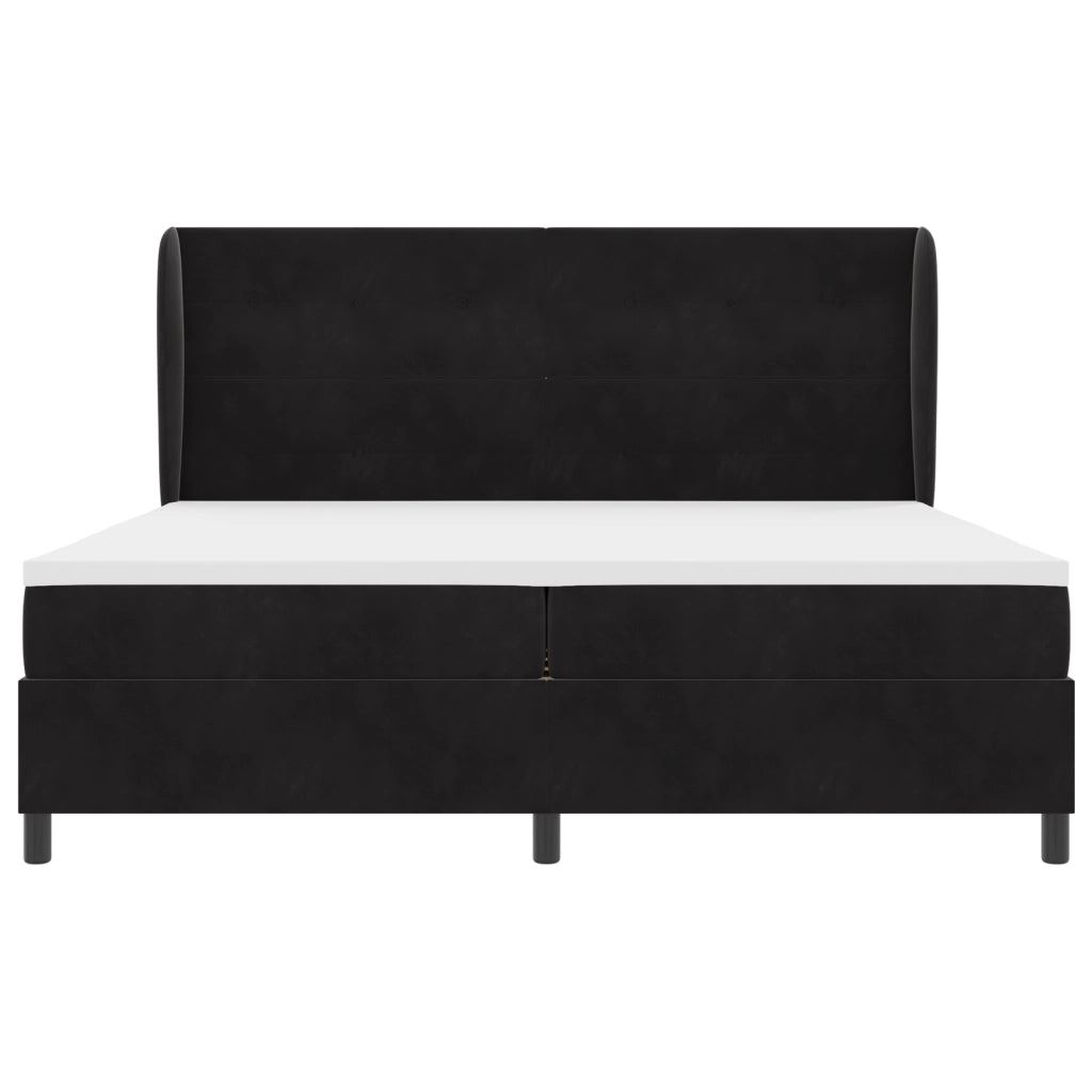Letto Box Spring con Materasso Nero 200x200 cm Velluto