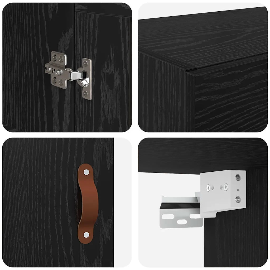Pensile Rovere Nero 34,5 x 34 x 90 cm Legno ingegnerizzato 882435