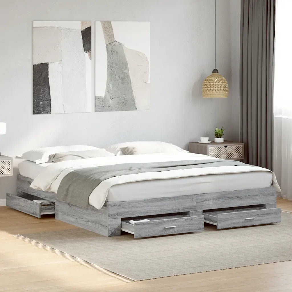 Giroletto Cassetti Grigio Sonoma 180x200 cm Legno Multistrato 3280368