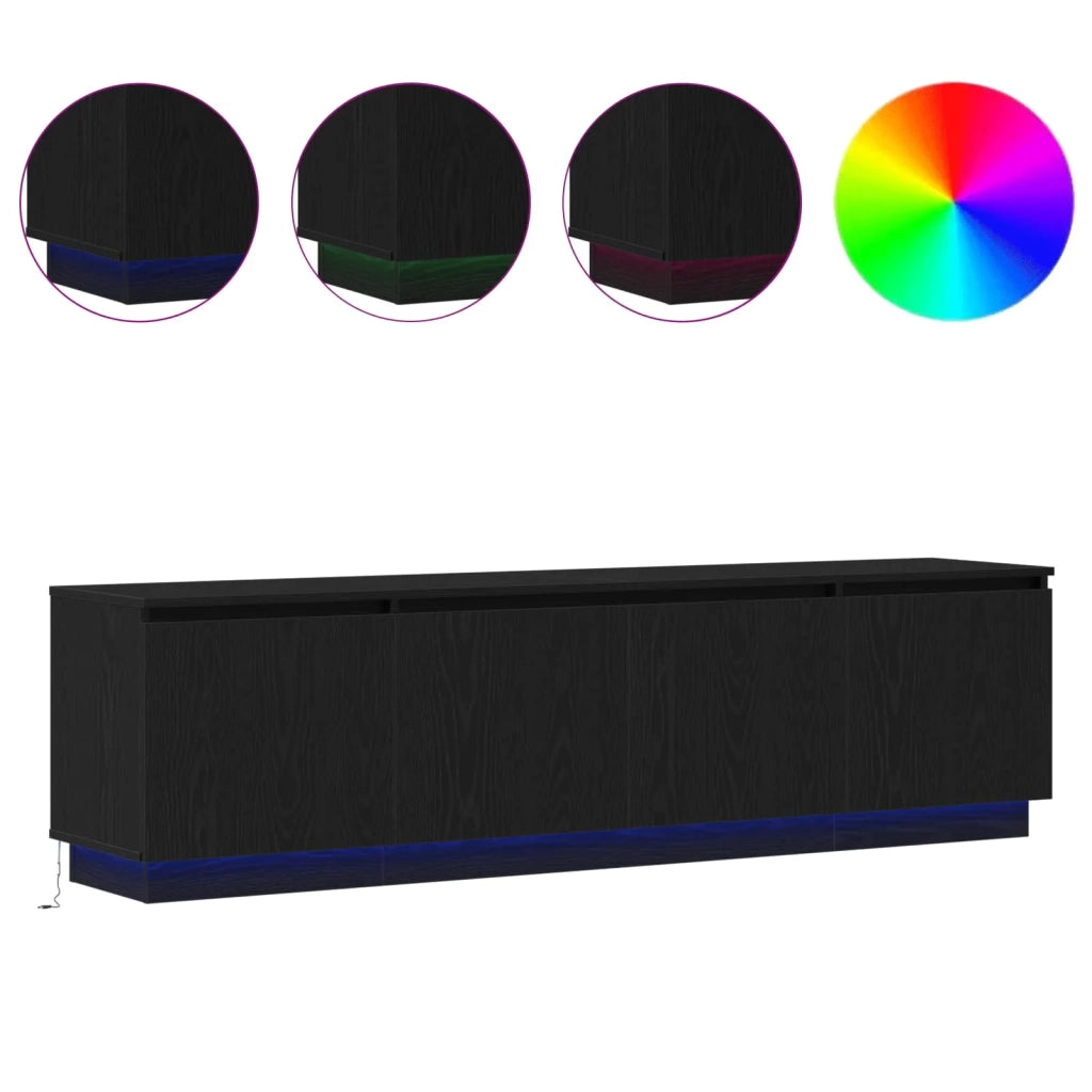 Mobile TV-Credenza per TV Rovere Nero 180 x 38 x 49 cm Legno multistrato