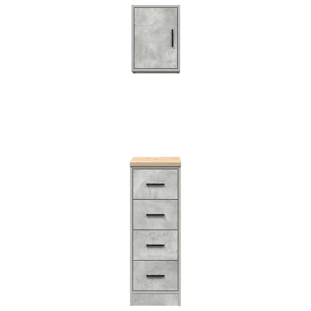 Armadi da Garage 2 pz Grigio Cemento in Legno Multistrato