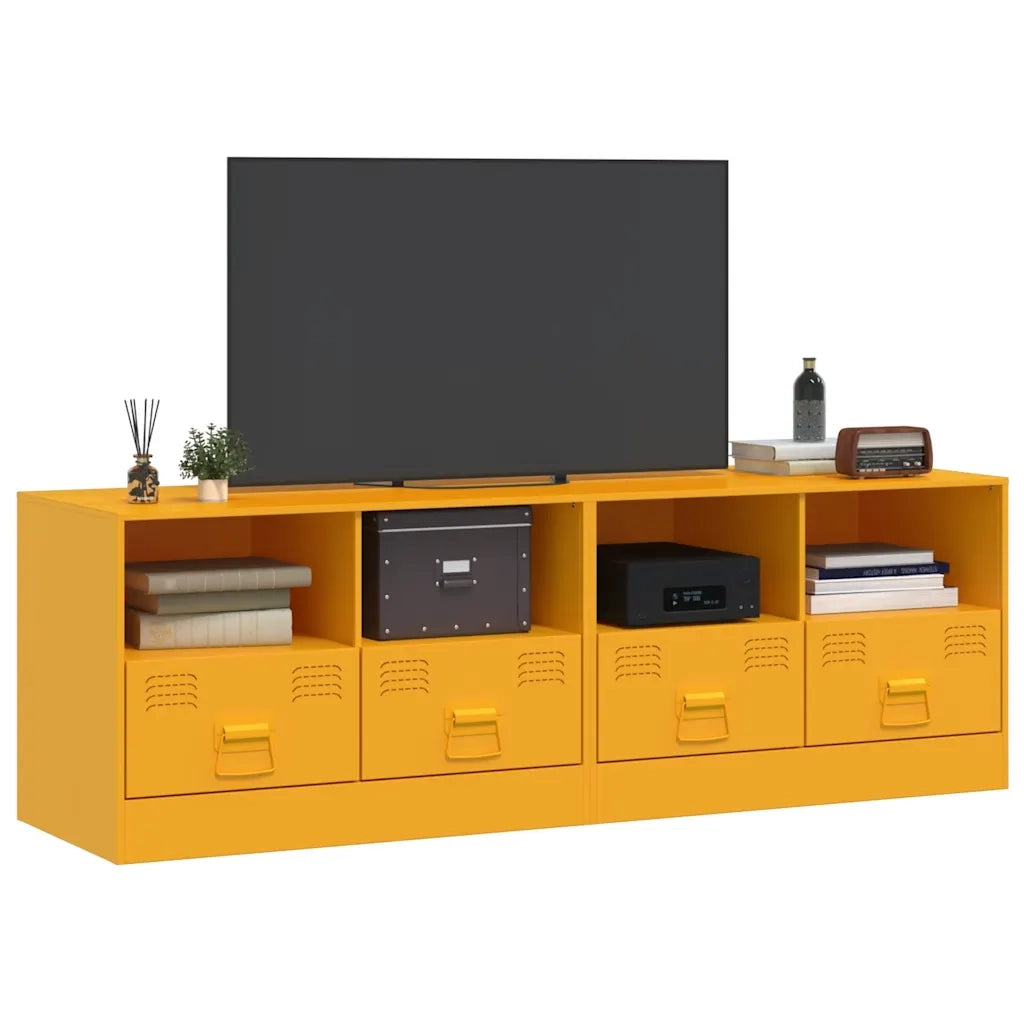 Mobili TV 2 pz | Armadietto TV | Mobile Porta TV Giallo Senape 67x39x44 cm in Acciaio