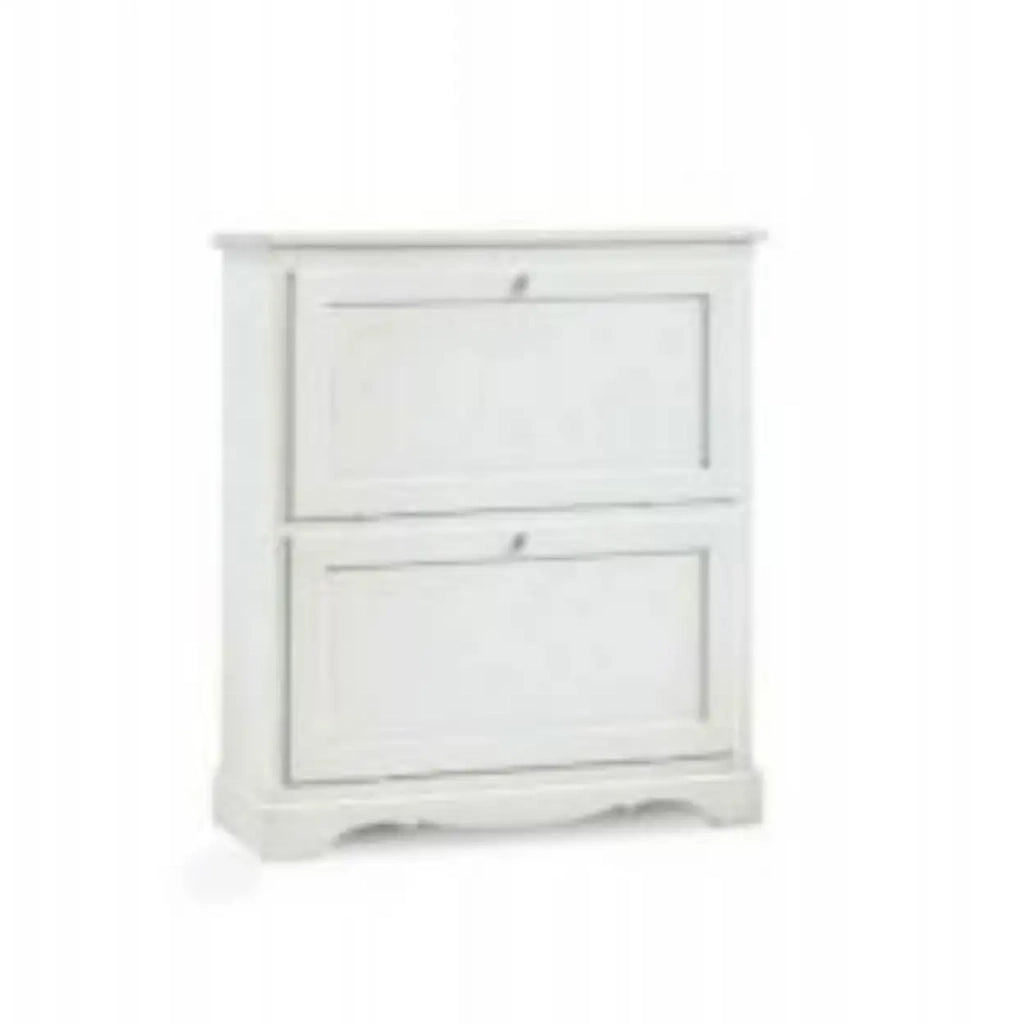 Scarpiera in legno Shabby chic bianca 2 ante