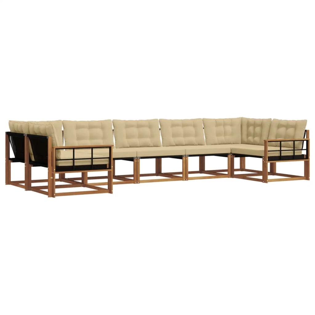 Set di divani da esterno con cuscino 7 pcs Naturale e Beige 3369824