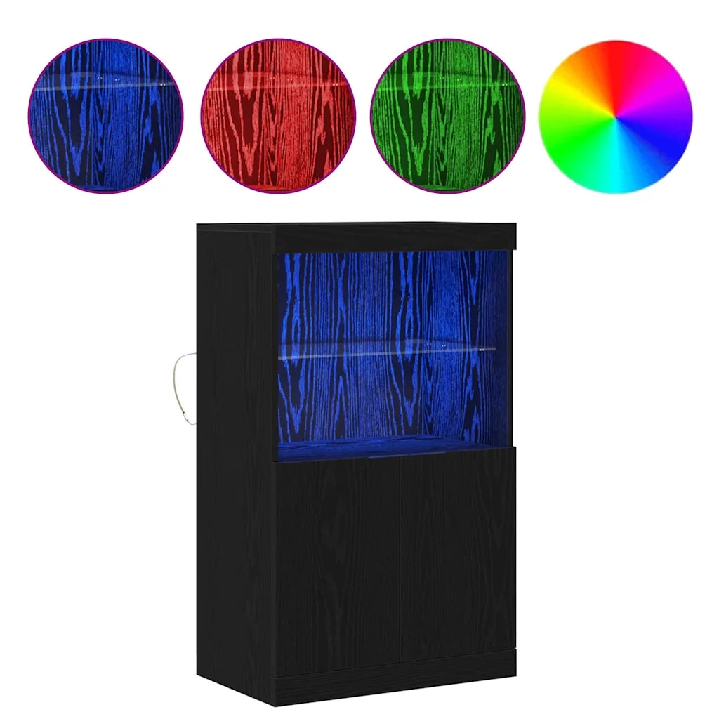 Credenza | Madia LED Nero 60 x 37 x 100 cm Legno multistrato