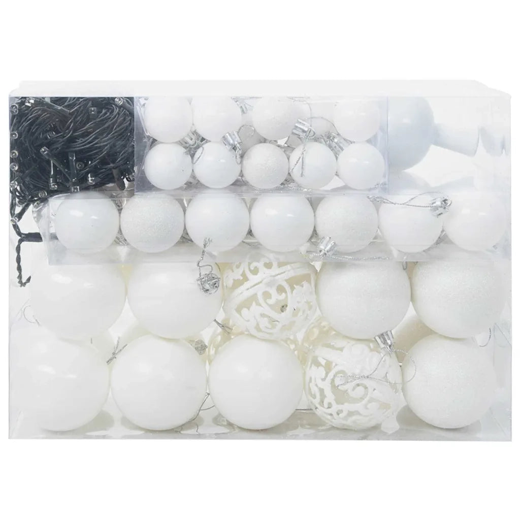 Set di Palle di Natale con 150 LED 61 pz Bianco Plastica CFW8791695