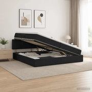 Letto con contenitore e materasso Nero 200 x 200 cm Velluto 3458708