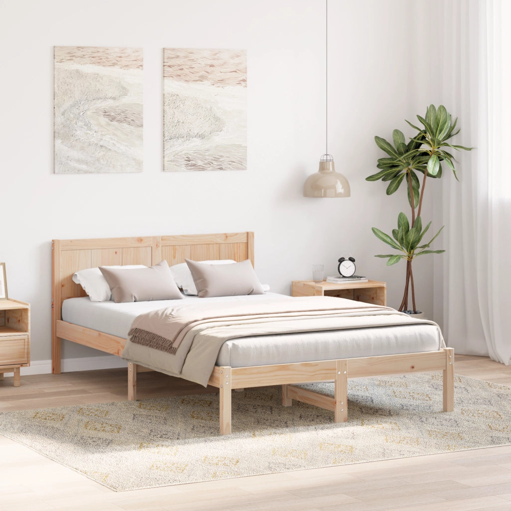 Cornice Letto in Legno di Pino Naturale Legno di Pino 140 x 190 cm