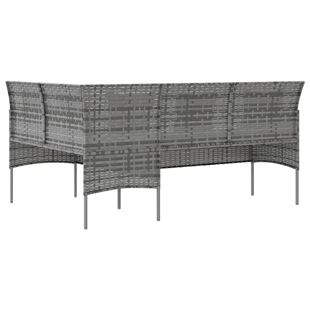 Set Divano a L con Cuscini 5 pz | Set Salotto da Giardino Grigio in Polyrattan