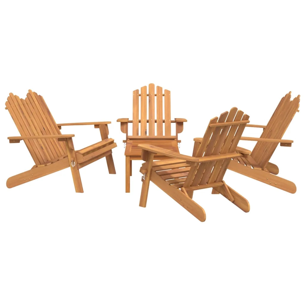 Set Salotto da Giardino Adirondack 5pz Legno Massello di Acacia