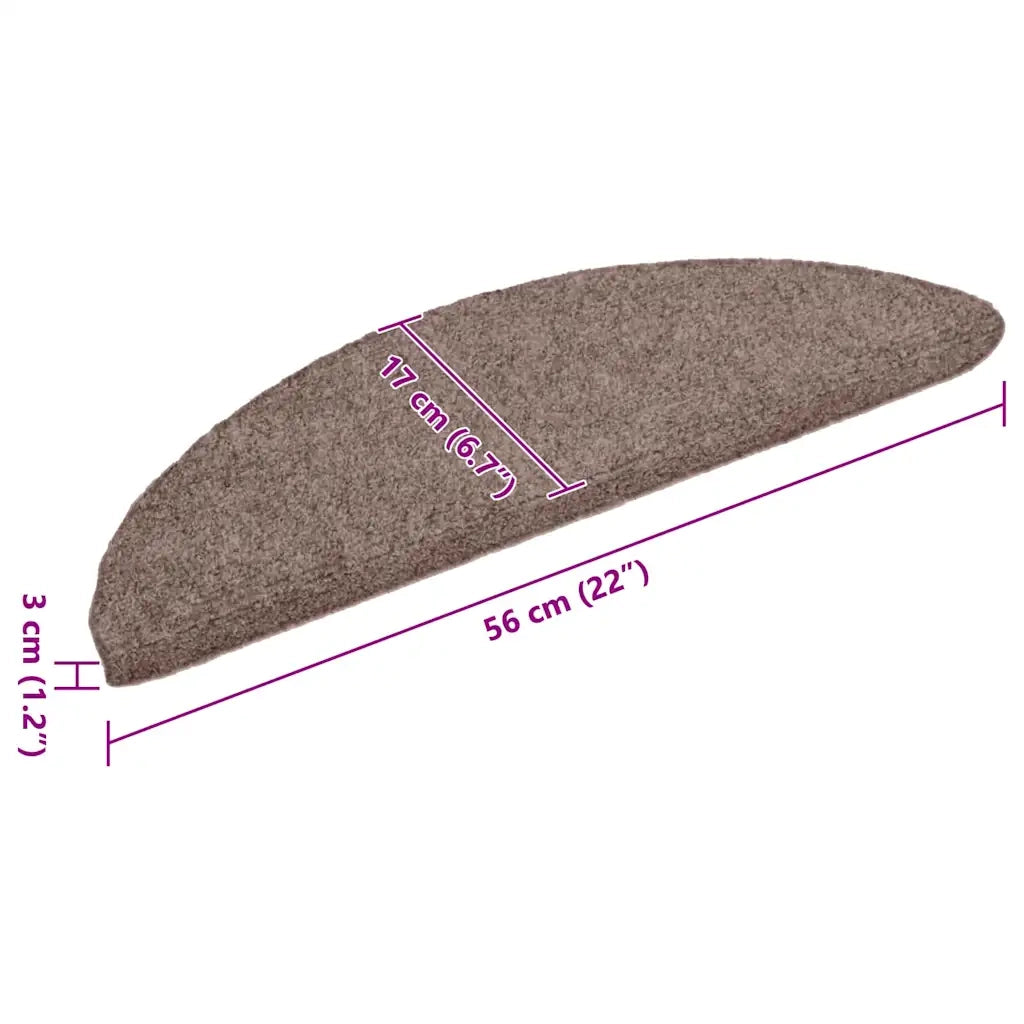 Tappetini per scale autoadesivi 10 pz 56x17x3 cm Marrone Chiaro Semicircolari 149675