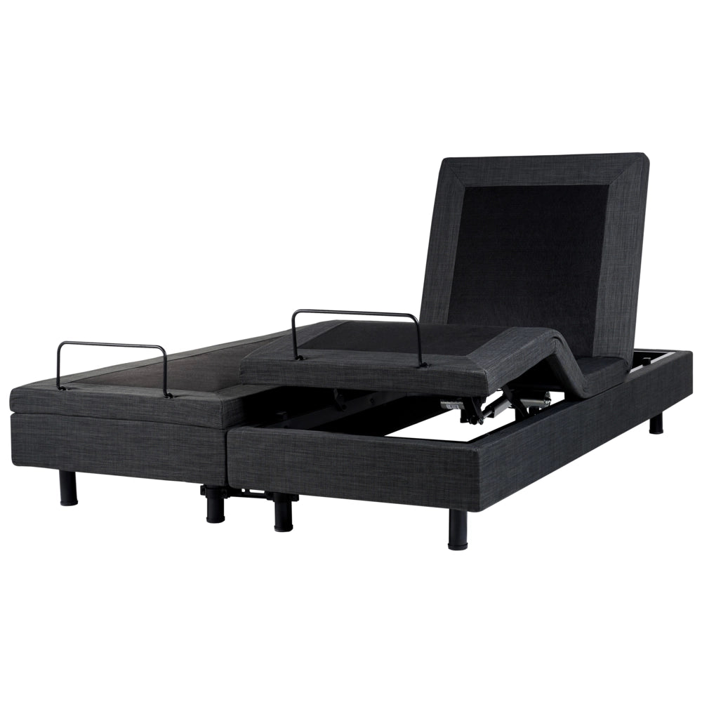 Letto elettrico singolo in poliestere grigio scuro regolabile con telecomando senza testata 160 x 200 cm stile moderno