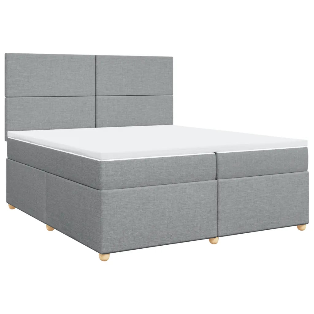 Giroletto a Molle con Materasso Grigio Chiaro 200x200cm Tessuto