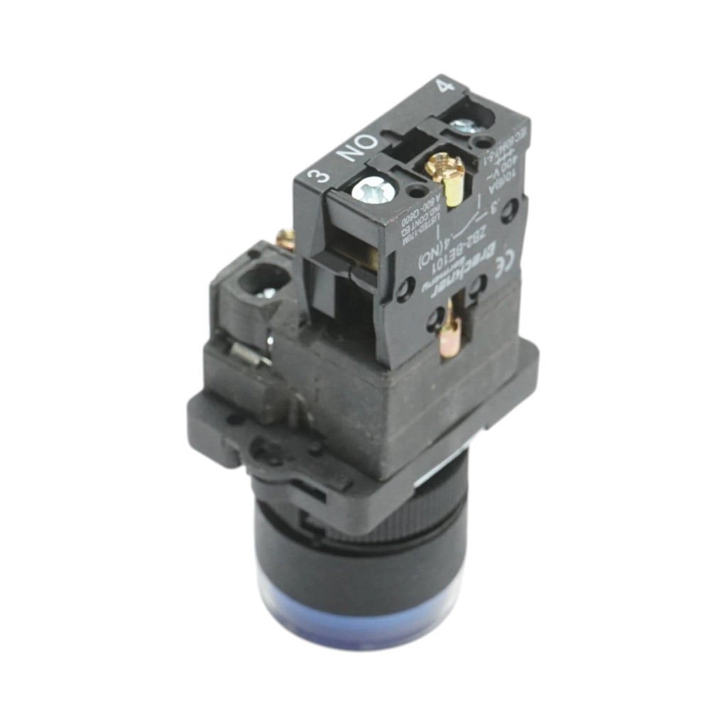Pulsante indicatore LED blu con resistenza integrata 1NO, 24V, LAY5 Breckner Germany