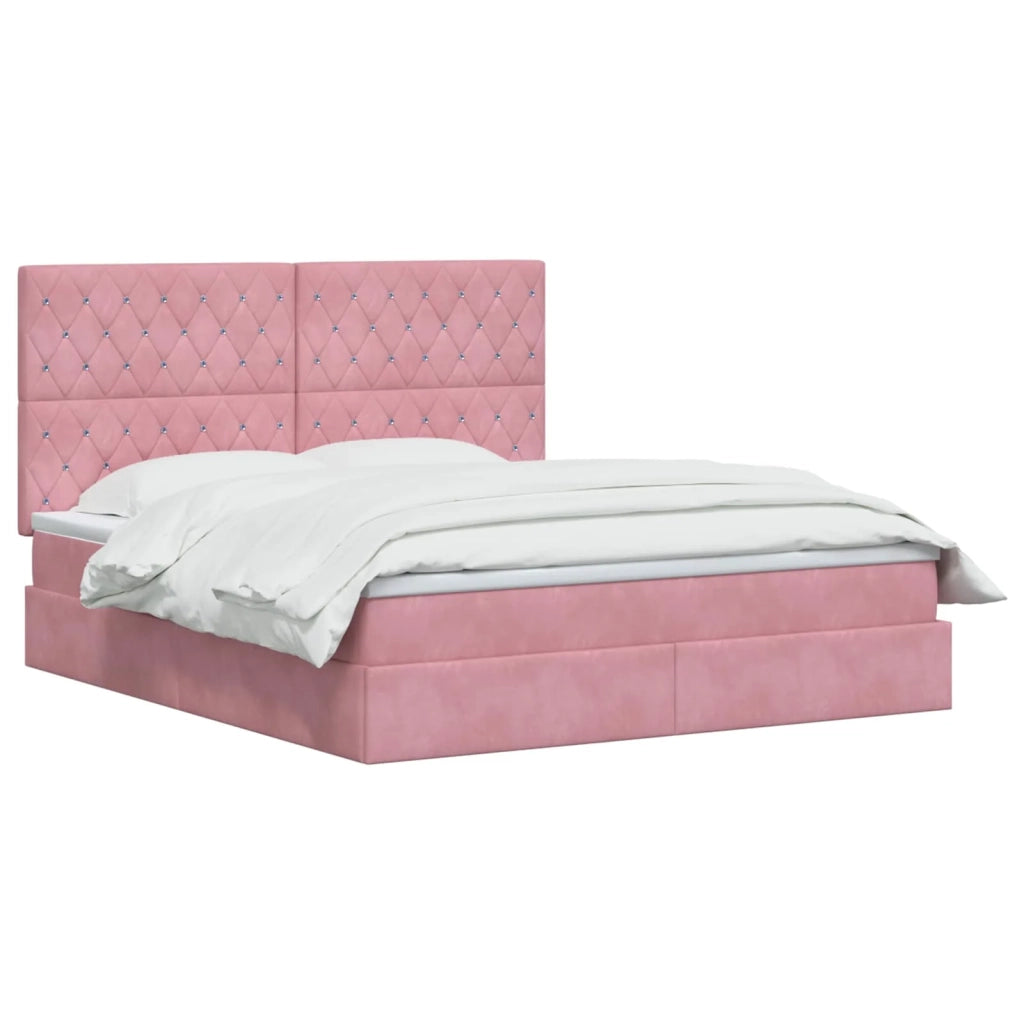 Letto con contenitore LED e materasso Rosa 180 x 200 cm Velluto 3460091