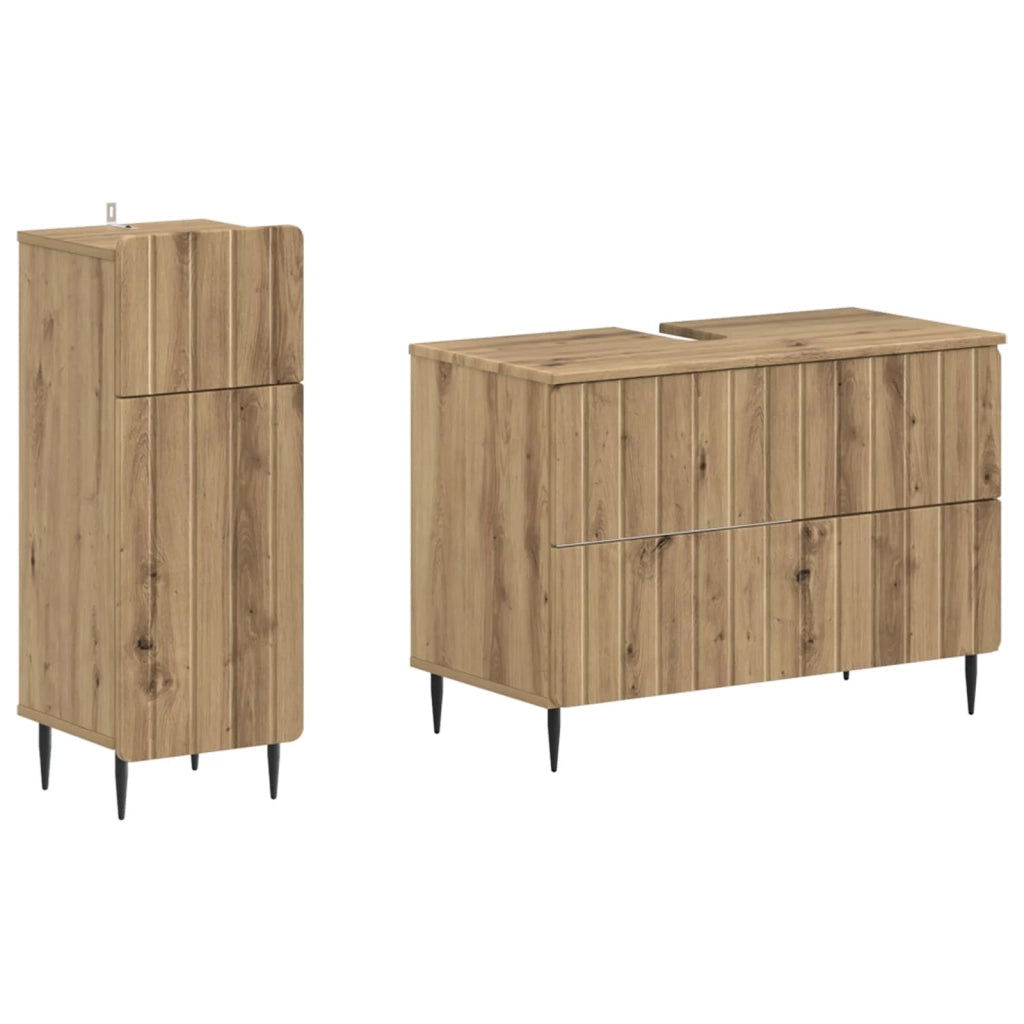 Set di Armadi da Bagno da 2 Pezzi ZWOLLE Rovere Artigianale 3417683