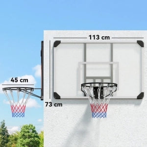 Canestro da basket da parete con tabellone 113 x 61 x 71 cm in acciaio nero
