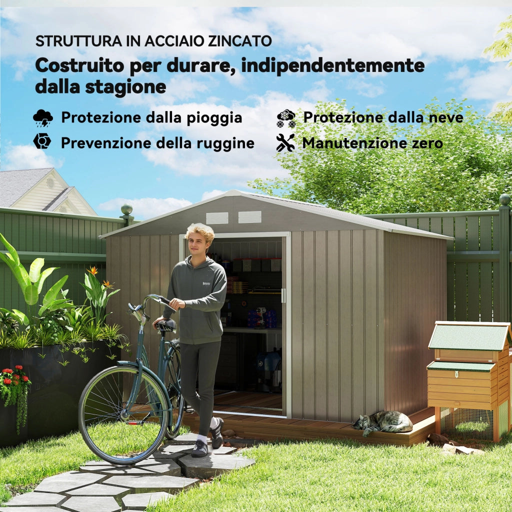 Capanno per Attrezzi Giardino ¨C Zephmum ¨C Marrone Chiaro 277x195x192 cm