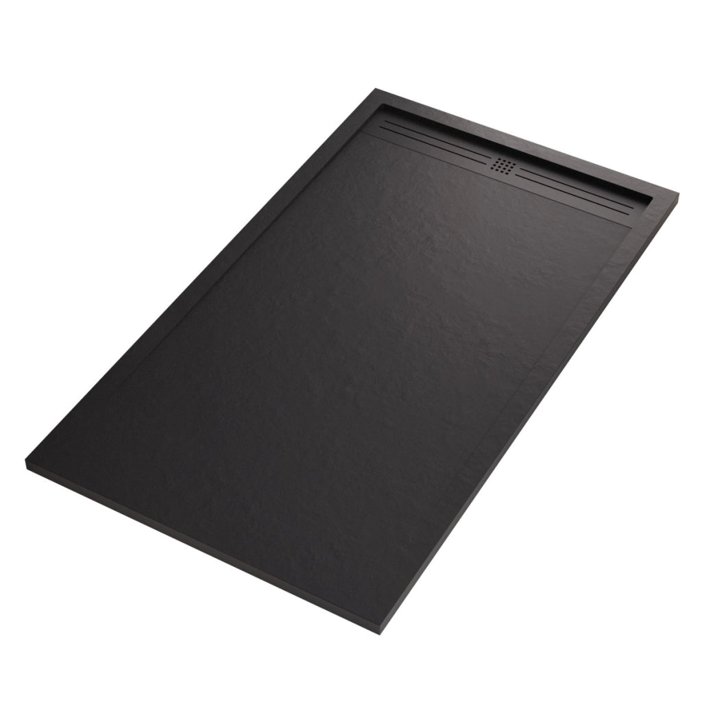 Piatto doccia in marmo resina nero pietra cemento grid, misura 80x130