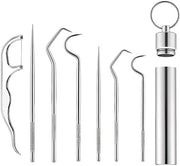 Set di Spazzolini da Denti 7 pezzi - Acciaio Inossidabile 304 - Kit di Pulizia Denti - Scatola per Spazzolini da Denti - Chiave a Sperone Portatile - Per Esterno/Camping - Pulitori da Denti