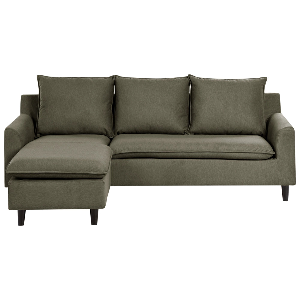 Divano componibile angolare in tessuto verde scuro lato destro Cuscino schienale stile moderno