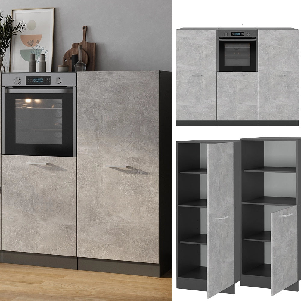 Cucine componibili piccole R-Line Calcestruzzo/Antracite 180 cm senza piano di lavoro Vicco