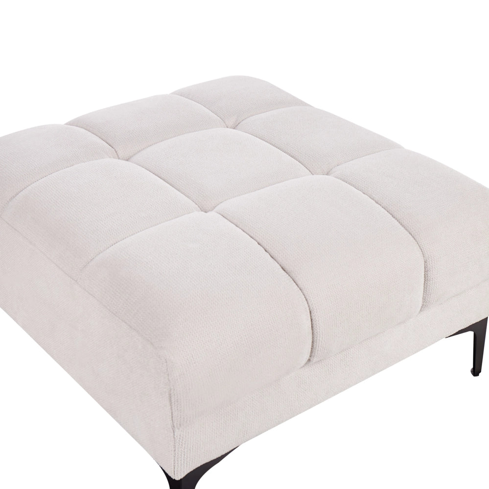 Ottomana in tessuto bianco sporco 80 x 88 x 41 cm Poggiapiedi Divano Fine
