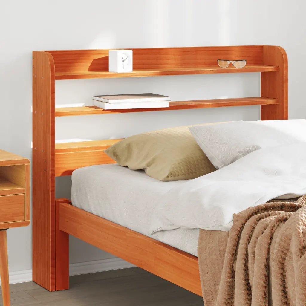 Testiera | Testata con Ripiani Marrone Cera 75 cm Legno Massello di Pino