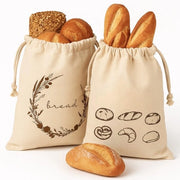 Set di contenitori per pane in cotone riutilizzabile - 2 pz - 35x29 cm - Soluzione sostenibile per pane fresco